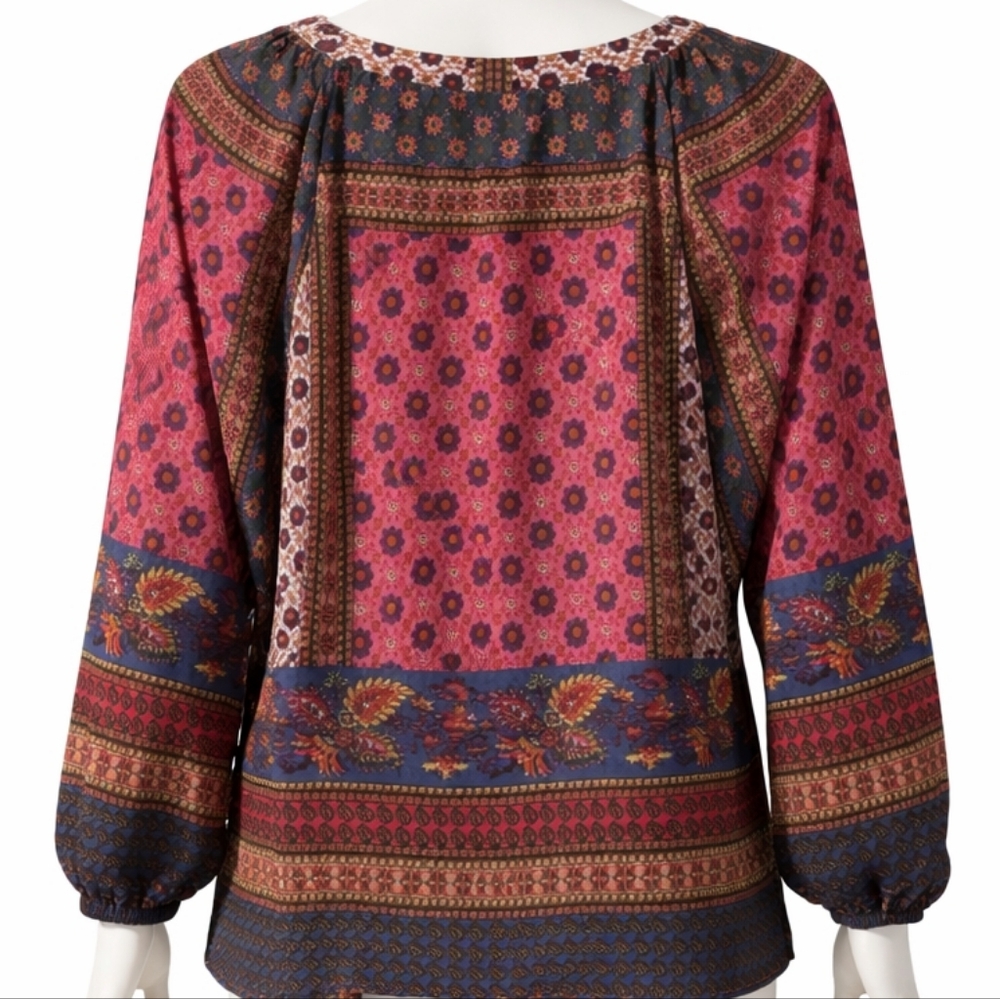 Medium Fig & Flower Patchwork Boho Multicolor Tie… - image 3